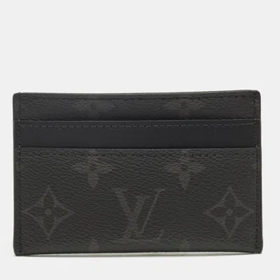 Pre-owned Louis Vuitton Monogram Eclipse Canvas Double Card Holder In Black