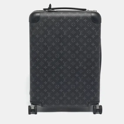 Pre-owned Louis Vuitton Monogram Eclipse Canvas Horizon 55 Suitcase In Black