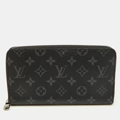 Pre-owned Louis Vuitton Monogram Eclipse Canvas Horizontal Zippy Wallet In Black