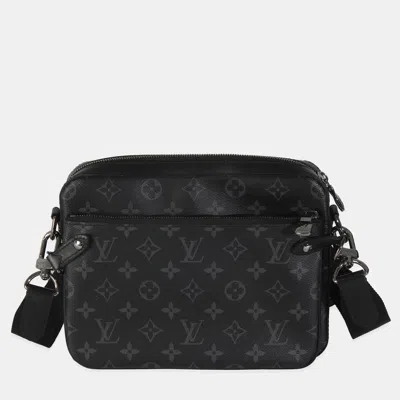 Pre-owned Louis Vuitton Monogram Eclipse Canvas Trio Messenger In Black