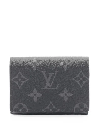 Pre-owned Louis Vuitton Monogram Eclipse Card Case In Black