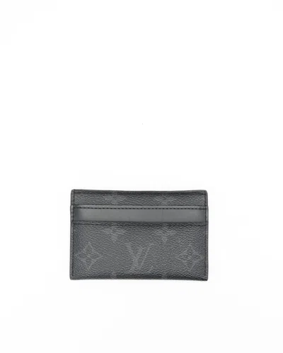 Pre-owned Louis Vuitton Monogram Eclipse Card Holder In Black