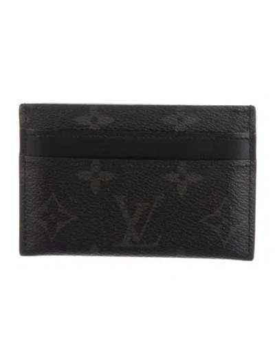 Pre-owned Louis Vuitton Monogram Eclipse Coated Canvas Card Case In Black