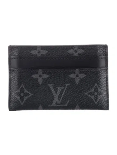Pre-owned Louis Vuitton Monogram Eclipse Coated Canvas Card Case In Black