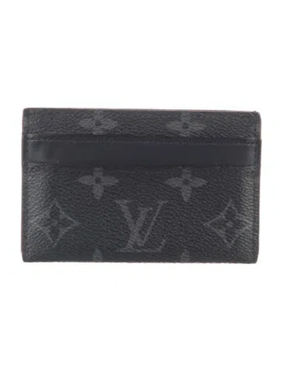 Pre-owned Louis Vuitton Monogram Eclipse Coated Canvas Card Case In Black