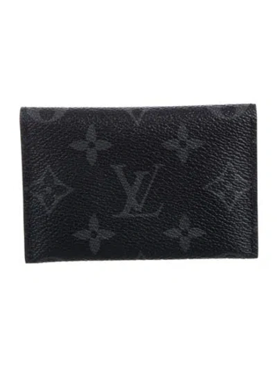 Pre-owned Louis Vuitton Monogram Eclipse Coated Canvas Card Holder In Black