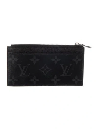 Pre-owned Louis Vuitton Monogram Eclipse Coated Canvas Ecslipse Card Holder In Black