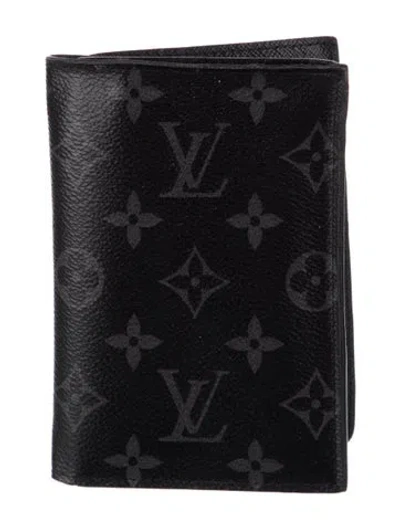 Pre-owned Louis Vuitton Monogram Eclipse Coated Canvas Wallet In Black