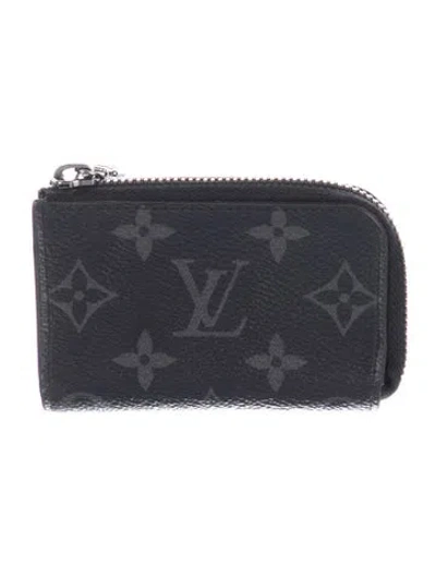 Pre-owned Louis Vuitton Monogram Eclipse Coated Canvas Zippy Coin Purse In Black