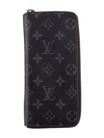 Pre-owned Louis Vuitton Monogram Eclipse Coated Canvas Zippy Wallet In Black