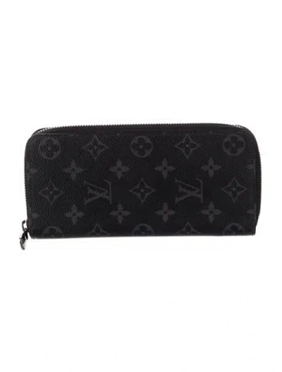 Pre-owned Louis Vuitton Monogram Eclipse Coated Canvas Zippy Wallet In Black