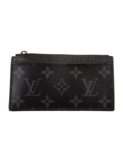 Pre-owned Louis Vuitton Monogram Eclipse Ecslipse Card Holder In Black