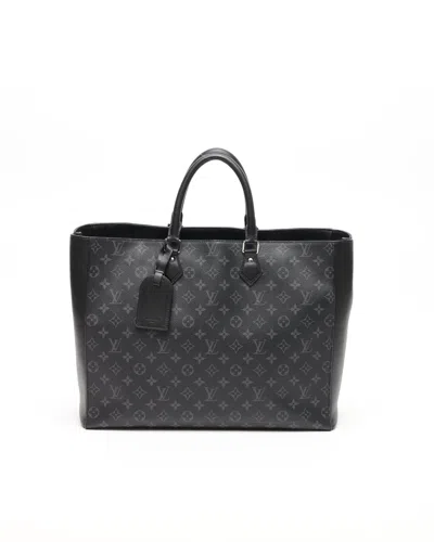 Pre-owned Louis Vuitton Monogram Eclipse Grand Sac Bag In Black
