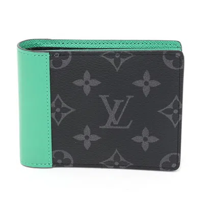 Pre-owned Louis Vuitton Monogram Eclipse Green Monogram Eclipse Leather Wallet (bi-fold) ()