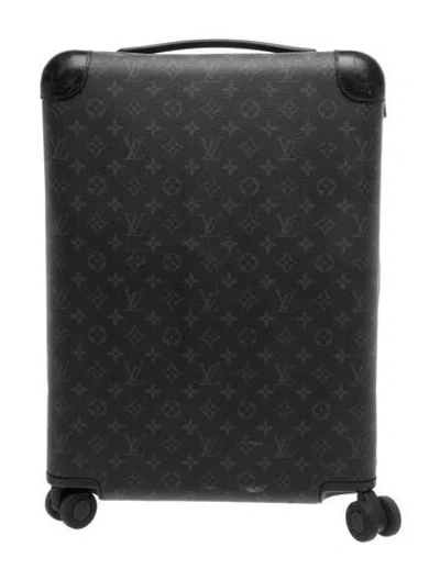 Pre-owned Louis Vuitton Monogram Eclipse Horizon 55 Suitcase In Black