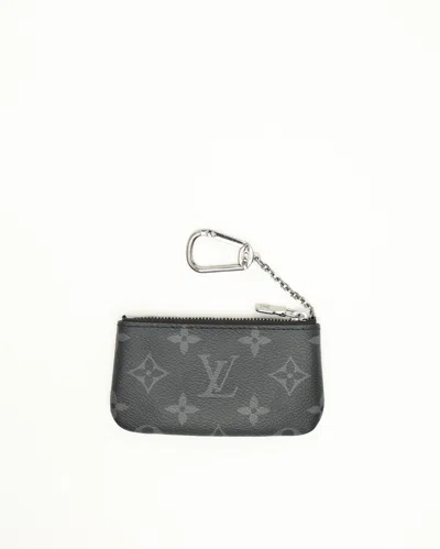 Pre-owned Louis Vuitton Monogram Eclipse Key Pouch In Black