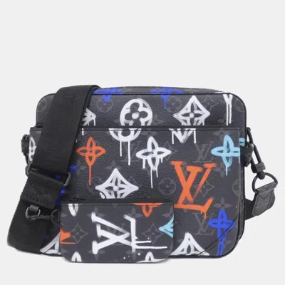 Pre-owned Louis Vuitton Monogram Eclipse (lv Graffiti) Trio Messenger Shoulder Bag In Black