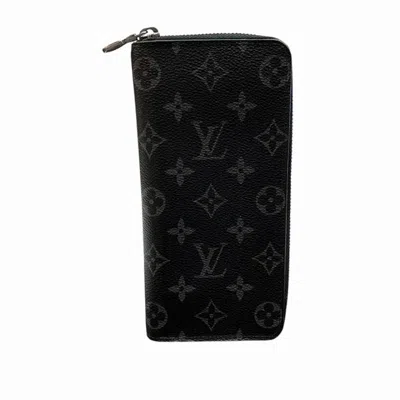 Pre-owned Louis Vuitton Monogram Eclipse Monogram Eclipse Long Wallet (bi-fold) () In Black