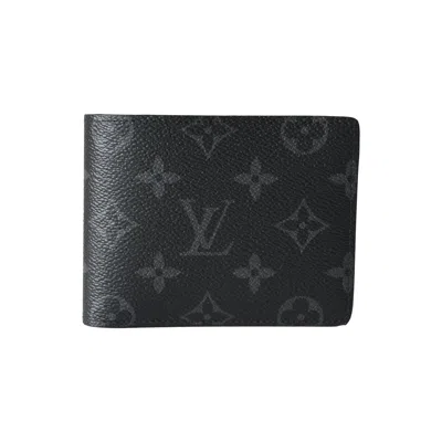 Pre-owned Louis Vuitton Monogram Eclipse Multiple Bifolder Wallet Grey Black