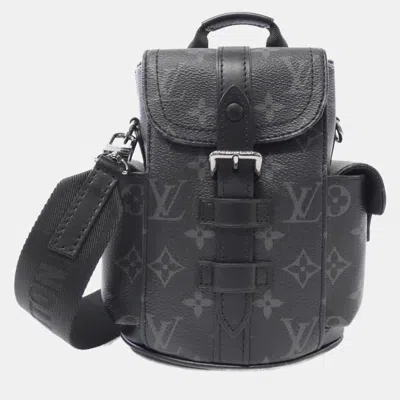 Pre-owned Louis Vuitton Monogram Eclipse Nano Christopher Backpack In Black