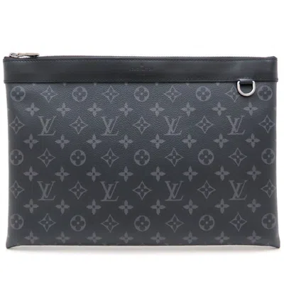 Pre-owned Louis Vuitton Monogram Eclipse Noir Monogram Eclipse Clutch Bag Pochette () In Black