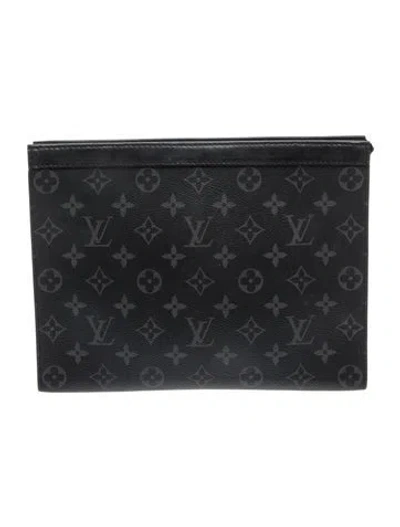 Pre-owned Louis Vuitton Monogram Eclipse Pochette Mm In Black