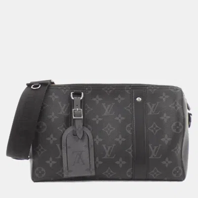 Pre-owned Louis Vuitton Monogram Eclipse Reverse City Keepall Shoulder Bag In Black