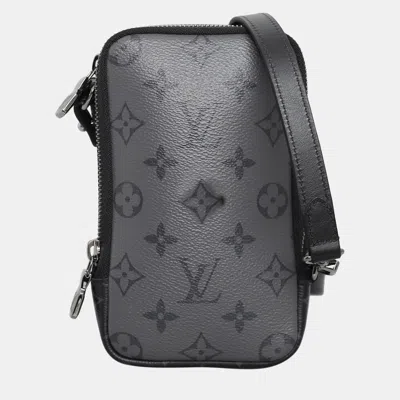 Pre-owned Louis Vuitton Monogram Eclipse Reverse Double Phone Pouch In Grey