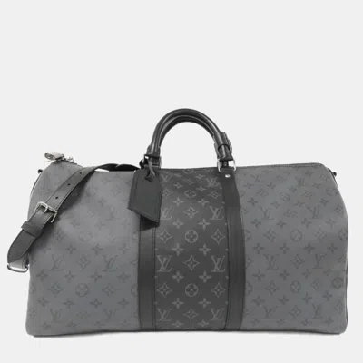 Pre-owned Louis Vuitton Monogram Eclipse Reverse Keepall Bandouliere 50cm Boston Bag