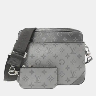 Pre-owned Louis Vuitton Monogram Eclipse Reverse Trio Messenger Shoulder Bag In Gray
