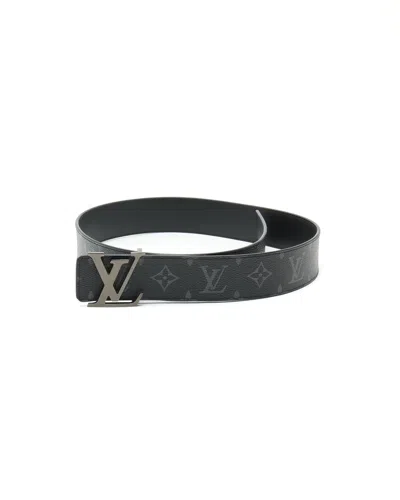 Pre-owned Louis Vuitton Monogram Eclipse Reversible Belt, Size 80 In Black