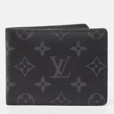 Pre-owned Louis Vuitton Monogram Eclipse Slender Wallet In Black