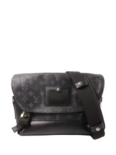 Pre-owned Louis Vuitton Monogram Eclipse Voyager Pm Crossbody Bag In Black