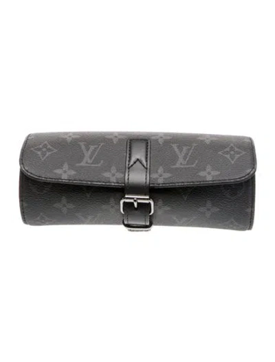 Pre-owned Louis Vuitton Monogram Eclipse Watch Case In Black