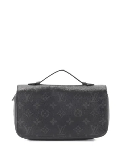 Pre-owned Louis Vuitton Monogram Eclipse Zipper Wallet In Black