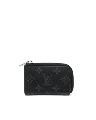 Pre-owned Louis Vuitton Monogram Eclipse Zippy Card Holder In Black