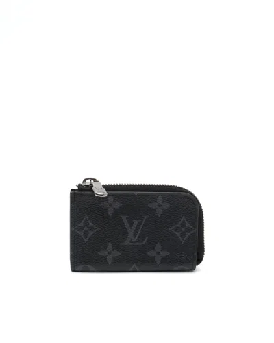 Pre-owned Louis Vuitton Monogram Eclipse Zippy Card Holder In Black