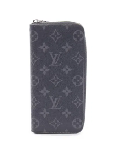 Pre-owned Louis Vuitton Monogram Eclipse Zippy Patterned Wallet In Black