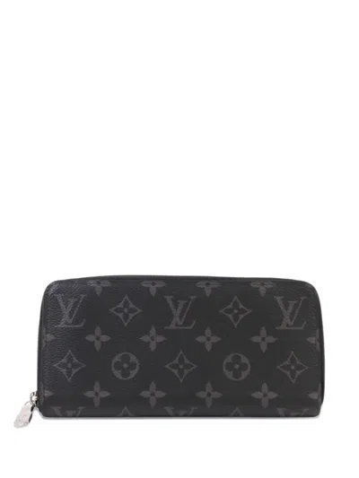 Pre-owned Louis Vuitton Monogram Eclipse Zippy Wallet In Black