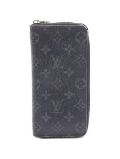 Pre-owned Louis Vuitton Monogram Eclipse Zippy Wallet In Black