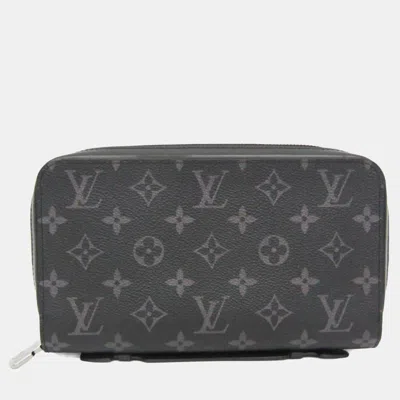 Pre-owned Louis Vuitton Monogram Eclipse Zippy Xl Black Monogram Canvas Wallet
