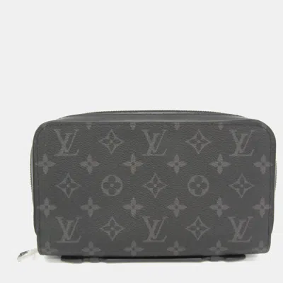 Pre-owned Louis Vuitton Monogram Eclipse Zippy Xl Monogram Eclipse Long Wallet Bi-fold Black
