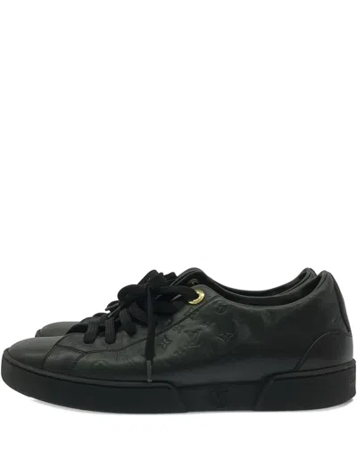 Pre-owned Louis Vuitton Monogram Embossed-logo Sneakers In Black