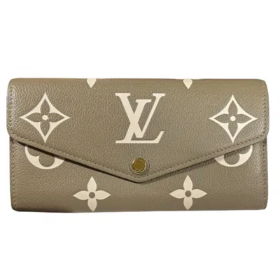 Pre-owned Louis Vuitton Monogram Empreinte Beige Green Khaki Monogram Empreinte Long Bill Wallet (tri-fold) (p