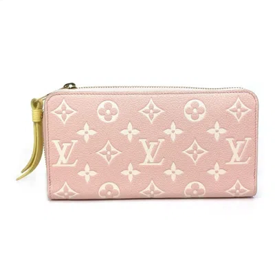 Pre-owned Louis Vuitton Monogram Empreinte Beige Pink Monogram Empreinte Long Wallet (bi-fold) () In Multi