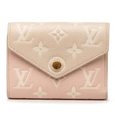 Pre-owned Louis Vuitton Monogram Empreinte Beige Rose Yellow Leather Wallet (bi-fold) () In Beige, Rose, Yellow