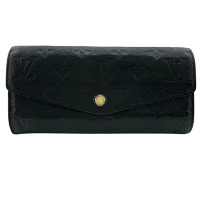 Pre-owned Louis Vuitton Monogram Empreinte Black Noir Leather Long Wallet (bi-fold) () In Black, Noir