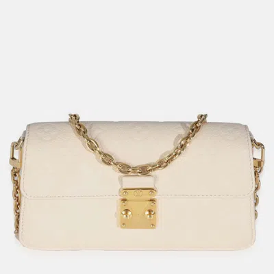 Pre-owned Louis Vuitton Monogram Empreinte Cream Wallet On Chain Metis In White