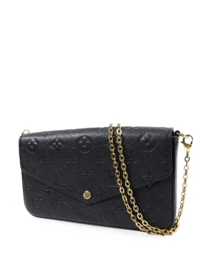Pre-owned Louis Vuitton Monogram Empreinte Felicie Pochette Clutch Bag In Black