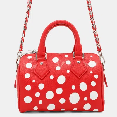 Pre-owned Louis Vuitton Monogram Empreinte Handbag Speedy Bandouliere 20 In Red